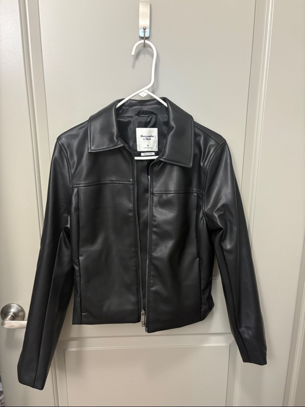Abercrombie & Fitch Black Faux Leather Zip-Up Jacket